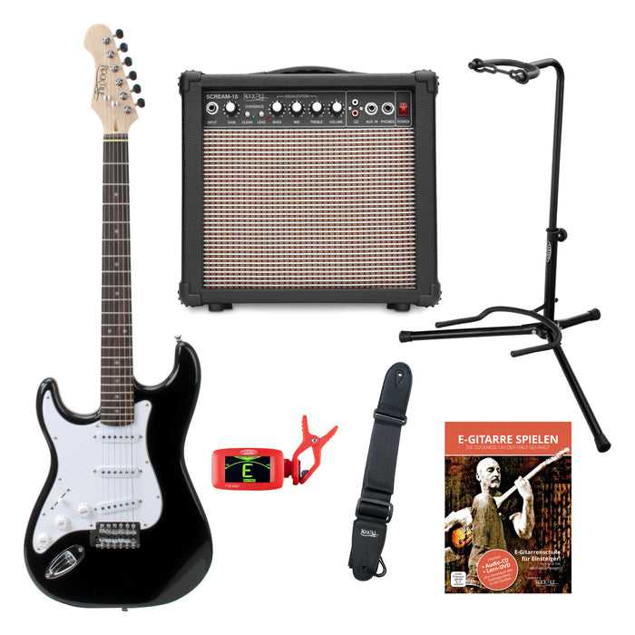 Rocktile Pro ST3-BK/RW-L Chitarra Elettrica Lefty Black Set