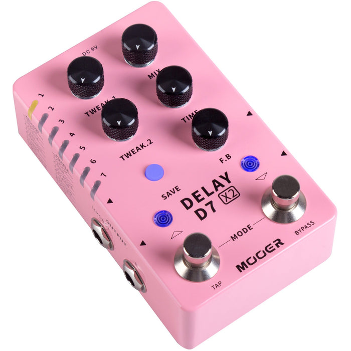 Mooer D7 X2 Delay Stereo Effects Pedal with 14 Delays