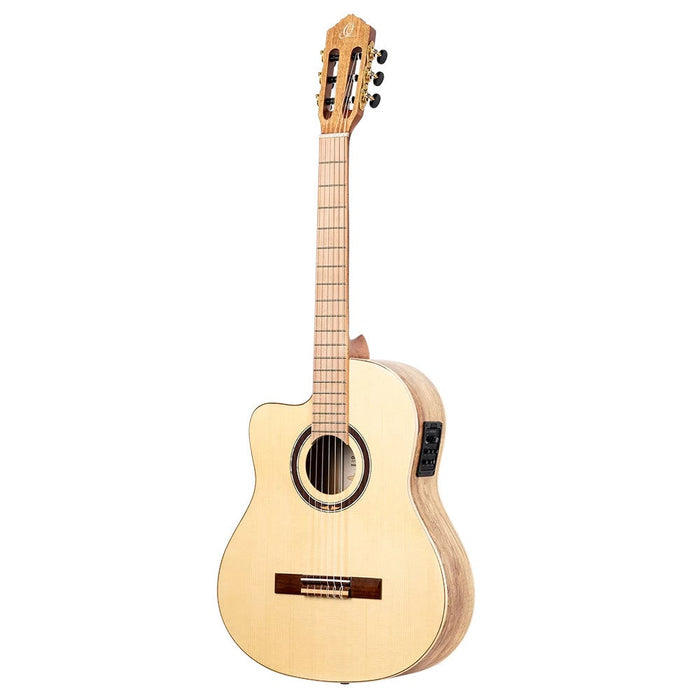 Ortega TZSM-3-L Signature Series Natural Left-Handed Electro-Acoustic Classical Guitar w. Gig Bag