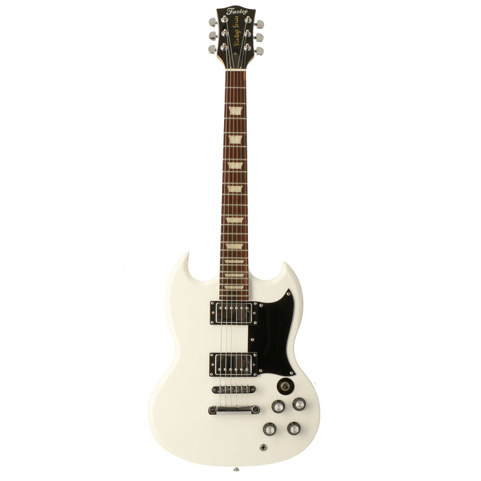 Fazley FSG418WH Special Edition White Electric Guitar with Black Headstock