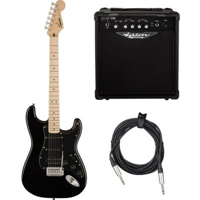 Stratocaster HSS Sonic Mn Black + Ampli KT-15