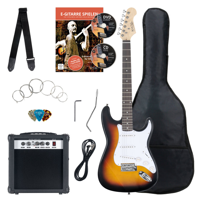 Rocktile Banger's Pack Set Chitarre Elettriche, 8 Pezzi Sunburst