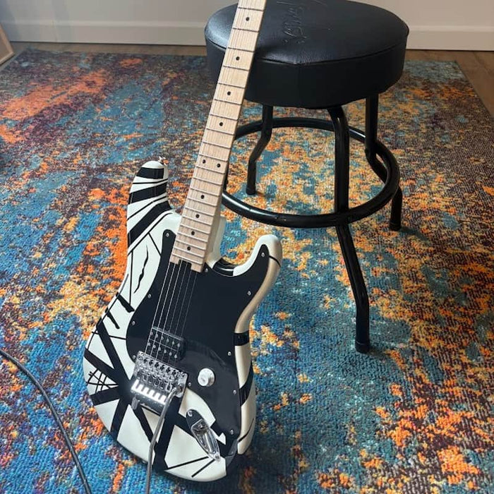 EVH Striped Series Electric Guitar White with B...
