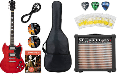 Rocktile Rocktile Pro S-Red Chitarra Elettrica Heritage Starter Set + Set Accessori + Amp B-Stock - Offerta BSTOCK