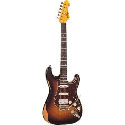 Vintage V6 HSS Icon Aged Gloss Relic 3-Tone Sunburst Electric Guitar