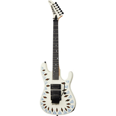 Kramer Guitars Icon Collection NightSwan Vintage White Electric Guitar with Aztec Marble Graphic
