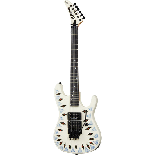 Kramer Guitars Kramer Guitars Icon Collection NightSwan Vintage White Electric Guitar with Aztec Marble Graphic B-Ware - Bax Shop