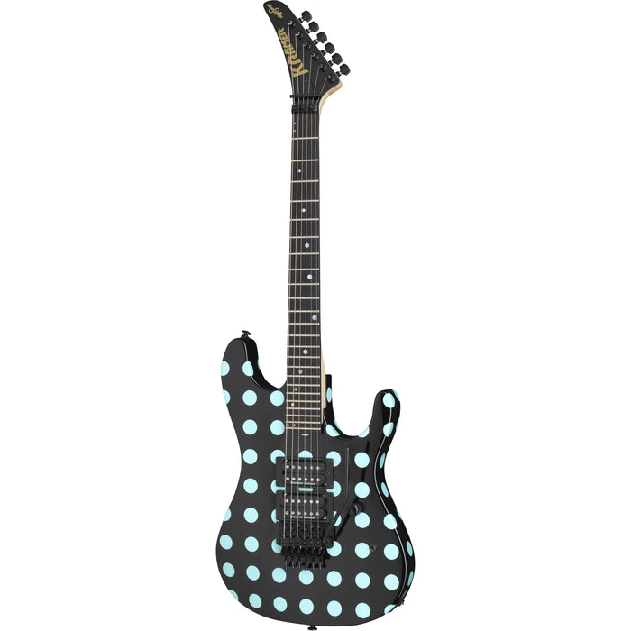Kramer Guitars Icon Collection NightSwan Black with Blue Polka Dots Electric Guitar