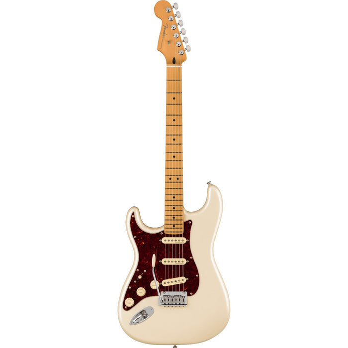 Fender Player Plus Stratocaster LH Olympic Pearl MN Left-Handed Electric Guitar with Deluxe Gig Bag