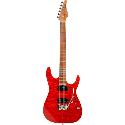 Fazley Fazley Sunrise Series Seawave Transparent Red Electric Guitar with Deluxe Gig Bag B-Ware - Bax Shop