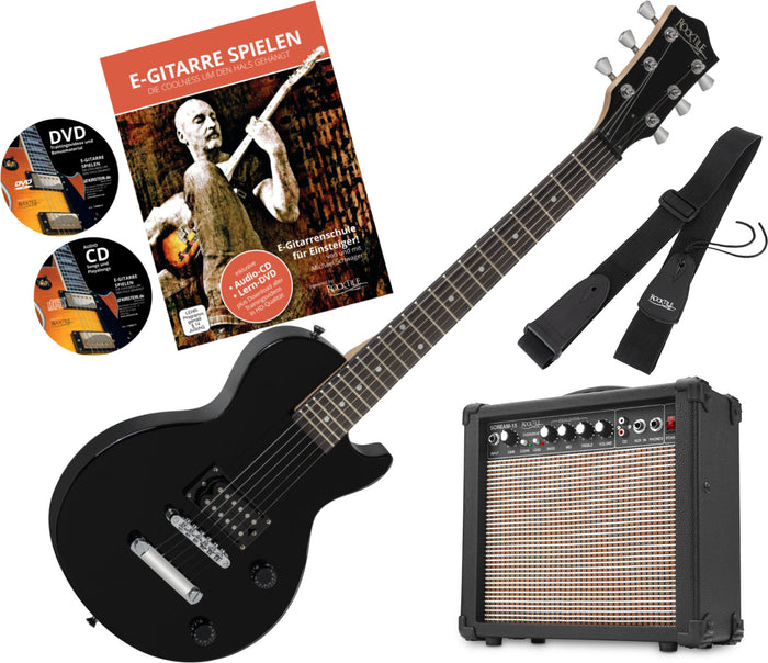 Rocktile L-50B Junior 3/4 Mensur Set Chitarra Elettrica con Amplificatore, Cinghia, Cavo e Scuola incl. CD/DVD