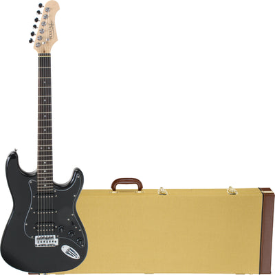 Rocktile Pro ST60-BK Chitarra Elettrica All Black Set Con Custodia Rigida