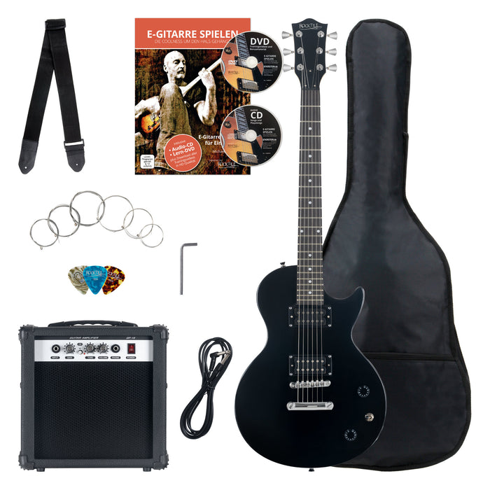 Rocktile Banger's Pack Set Chitarre Elettriche Single Cut, 7 Pezzi Nero