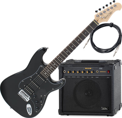 Rocktile Rocktile Pro ST60-BK Chitarra Elettrica All Black Set AK30A B-Stock - Offerta BSTOCK