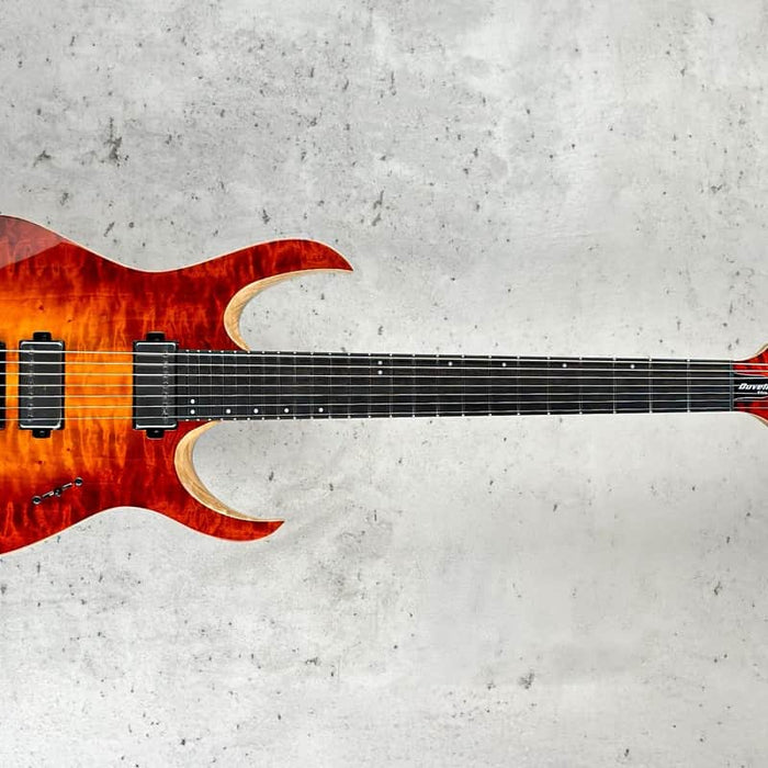 Mayones Duvell 7 Elite Custom Curly Poplar - Gloss Lava Burst