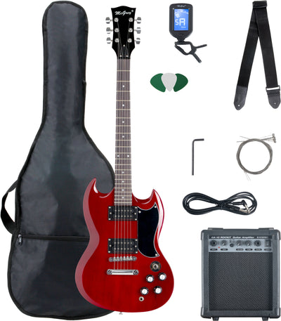 McGrey Rockit Chitarra Elettrica Double Cut Set Completo Cherry Red