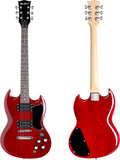 McGrey Rockit Chitarra Elettrica Double Cut Set Completo Cherry Red