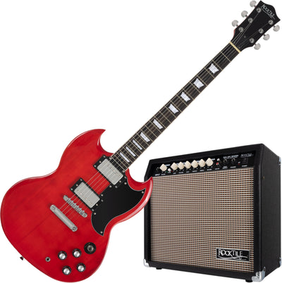 Rocktile Rocktile Pro S-Red Chitarra Elettrica Heritage Cherry Set Amplificatore B-Stock - Offerta BSTOCK