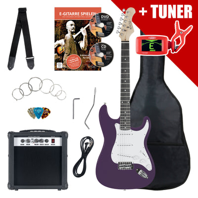 Rocktile Set Chitarre Elettrica Rocktile Banger's Pack Purple con Amplificatore, Custodia, Accordatore, Cavo, Tracolla, Corde e Scuola con CD/DVD B-Stock - Offerta BSTOCK