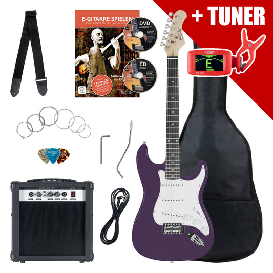 Rocktile Set Chitarre Elettrica Rocktile Banger's Pack Purple con Amplificatore, Custodia, Accordatore, Cavo, Tracolla, Corde e Scuola con CD/DVD - Kirstein