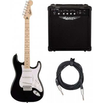 Squier Stratocaster Sonic Mn Black + Ampli KT-15 B-Stock - Offerta BSTOCK