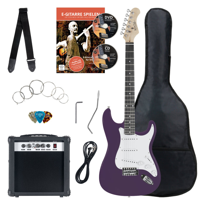 Rocktile Banger's Pack Set Chitarre Elettriche, 8 Pezzi Viola