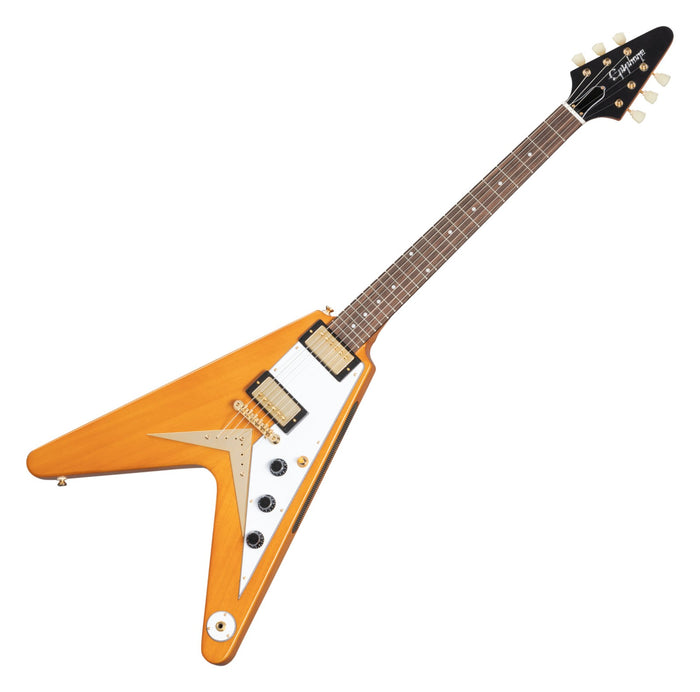 Epiphone Custom 1958 Korina Flying V (White Pickguard) Aged Nat