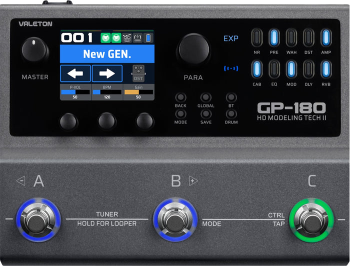 Valeton GP-180 Multi Effektprozessor Gitarre Modeling IR NAM USB MIDI BT