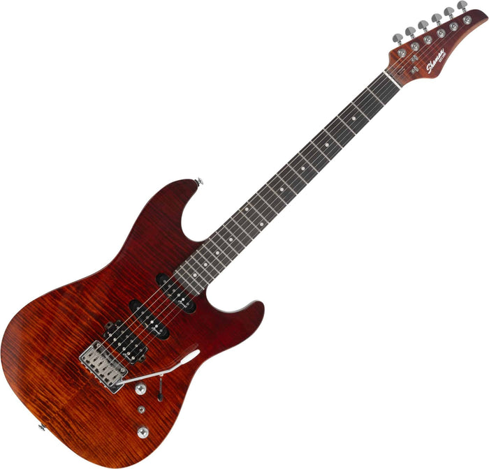 Shaman ST-Style Flamed Maple Decke HSS Nyatoh Bengal Burst