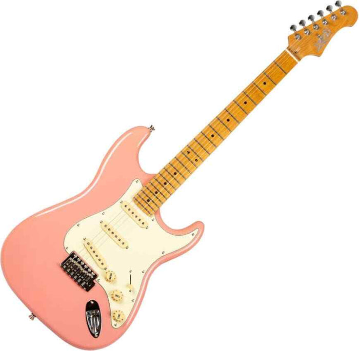 Jet Guitars JS-300 Burgundy Pink ST-Style Ahorn Roasted Maple