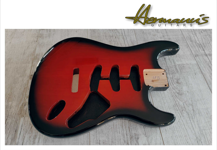 2 Piece Erle GuitarBody, SSS Route, Finish Midnight Wineburst, 1,8 kg als